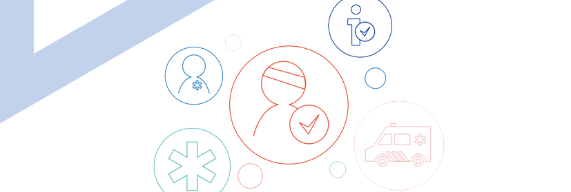 Voorzijde van document met pictogrammen waarin de patient centraal staat